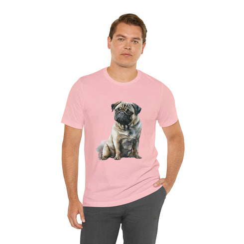 Loving Pug in Watercolor - Short Sleeve Tee